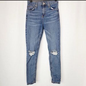 Topshop High Rise Distressed Skinny Jean 28
